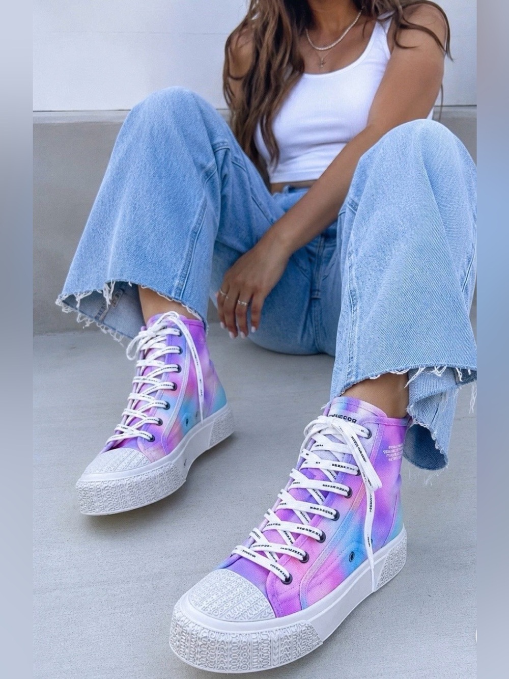 Marc Jacobs Pastel Rainbow High-Top Sneakers Marc Jacobs The Airbush canvas
